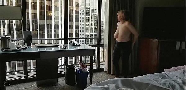  Mature hottie naked in hotel window